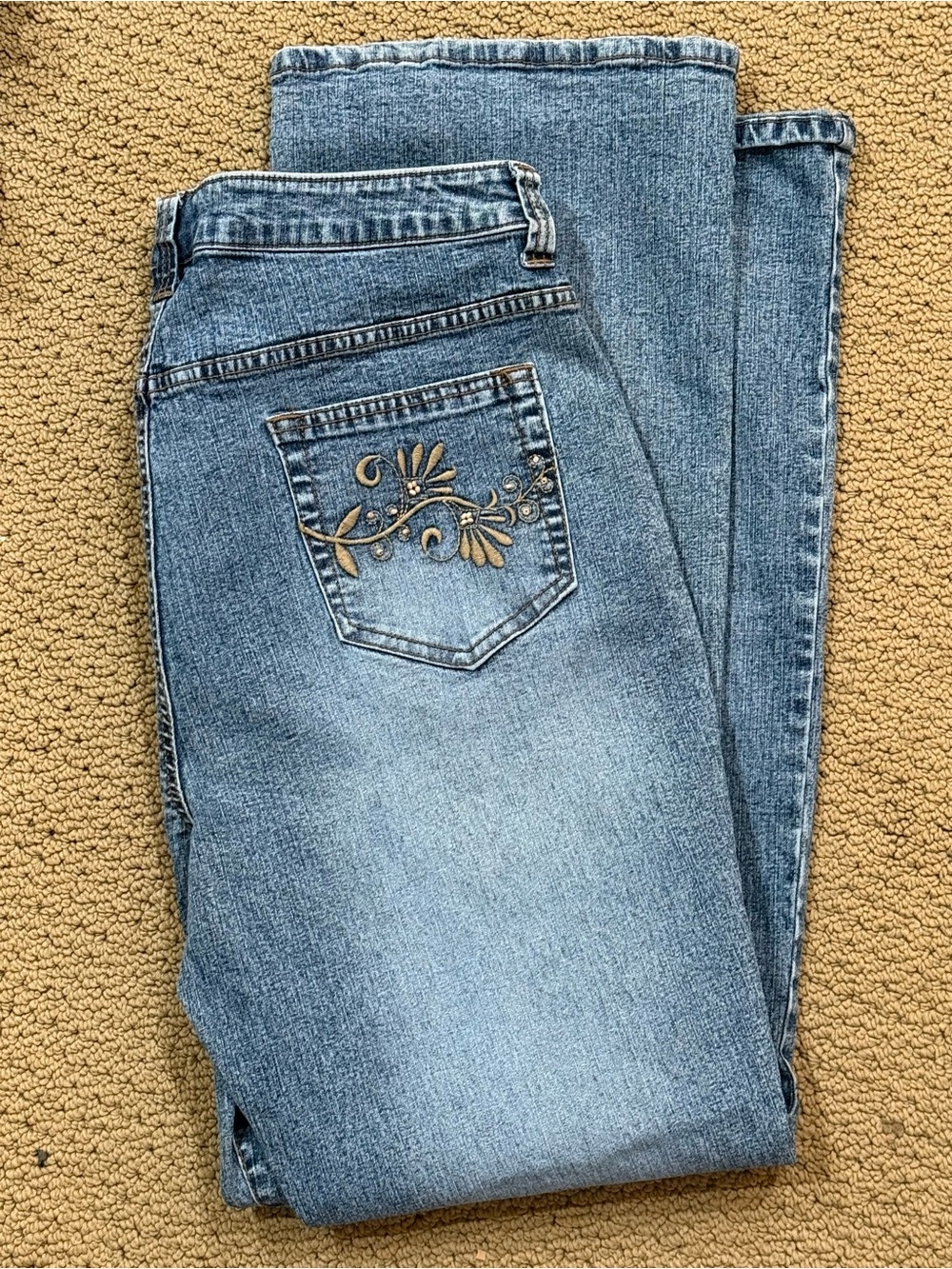 Sonoma Light Blue Straight Leg Jeans with Embroidered Back Pocket
